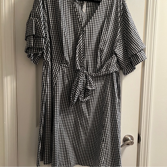 NY Collection Plus Size Cotton Gingham Wrap Dress – Size 2X - Picture 3 of 10